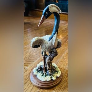 Dear Artistiche Italy Crane Figurine Sculpture, (repaired)